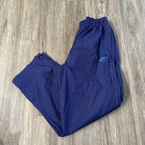 Vintage Nike Track Pants Mens XL Nylon Purple Spell Out Sweatpants Baggy Y2K Zip